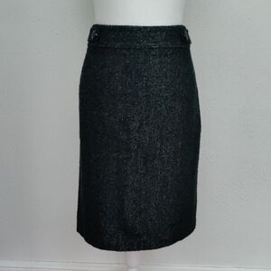 Wool Pencil Skirt With Button Detailing At The Waist